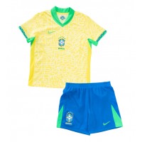 Camisa de Futebol Brasil Equipamento Principal Infantil Copa America 2024 Manga Curta (+ Calças curtas)